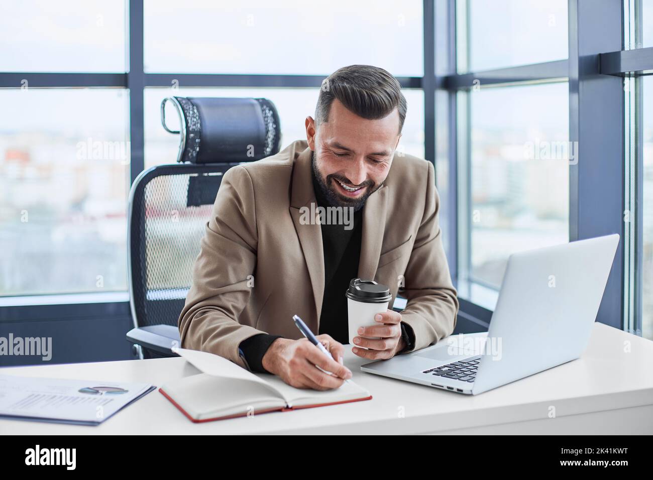 businessman analyzing a financial document. close up. Stock Photo