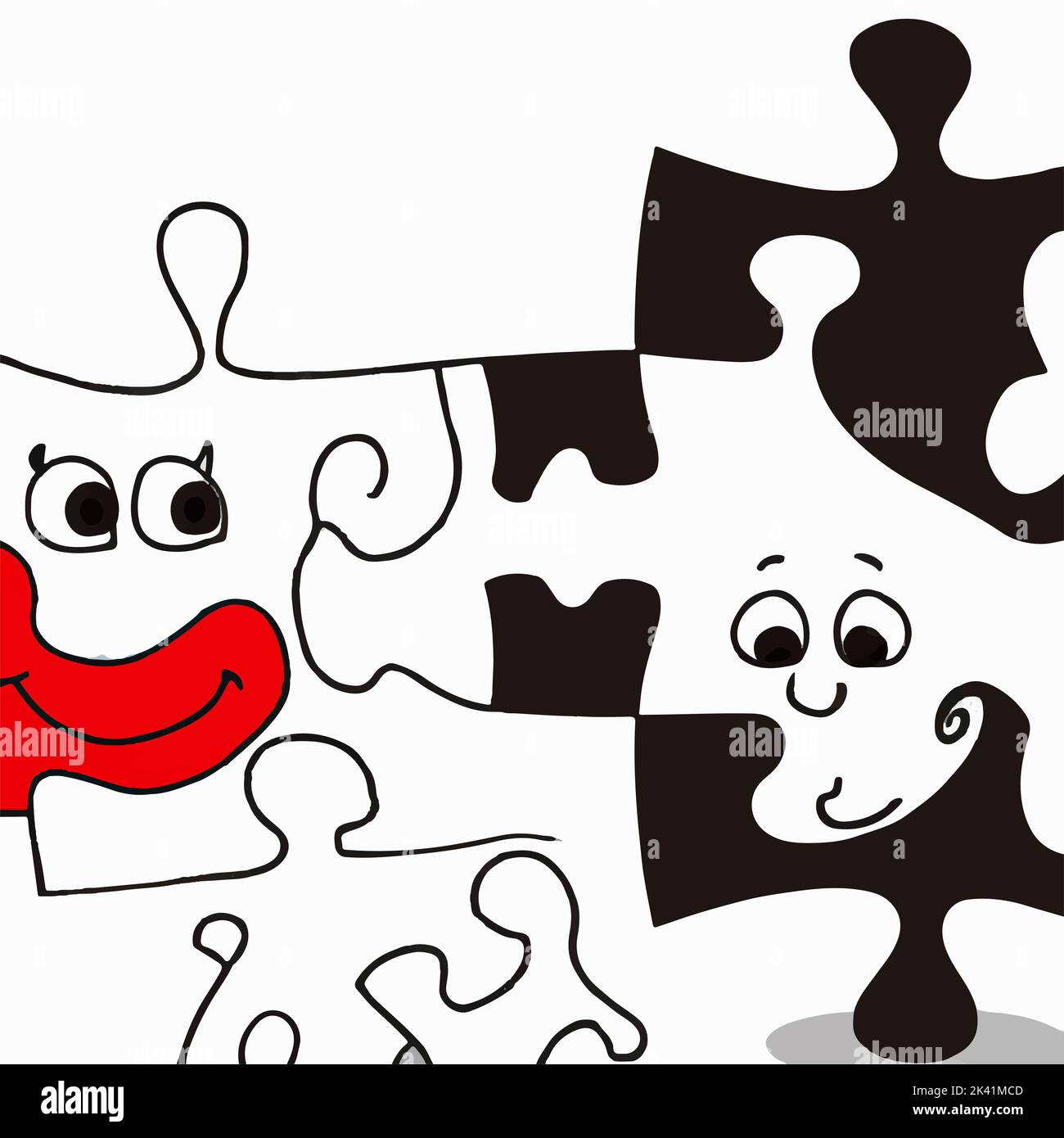 Cartoon illustration education jigsaw puzzle hires stock photography