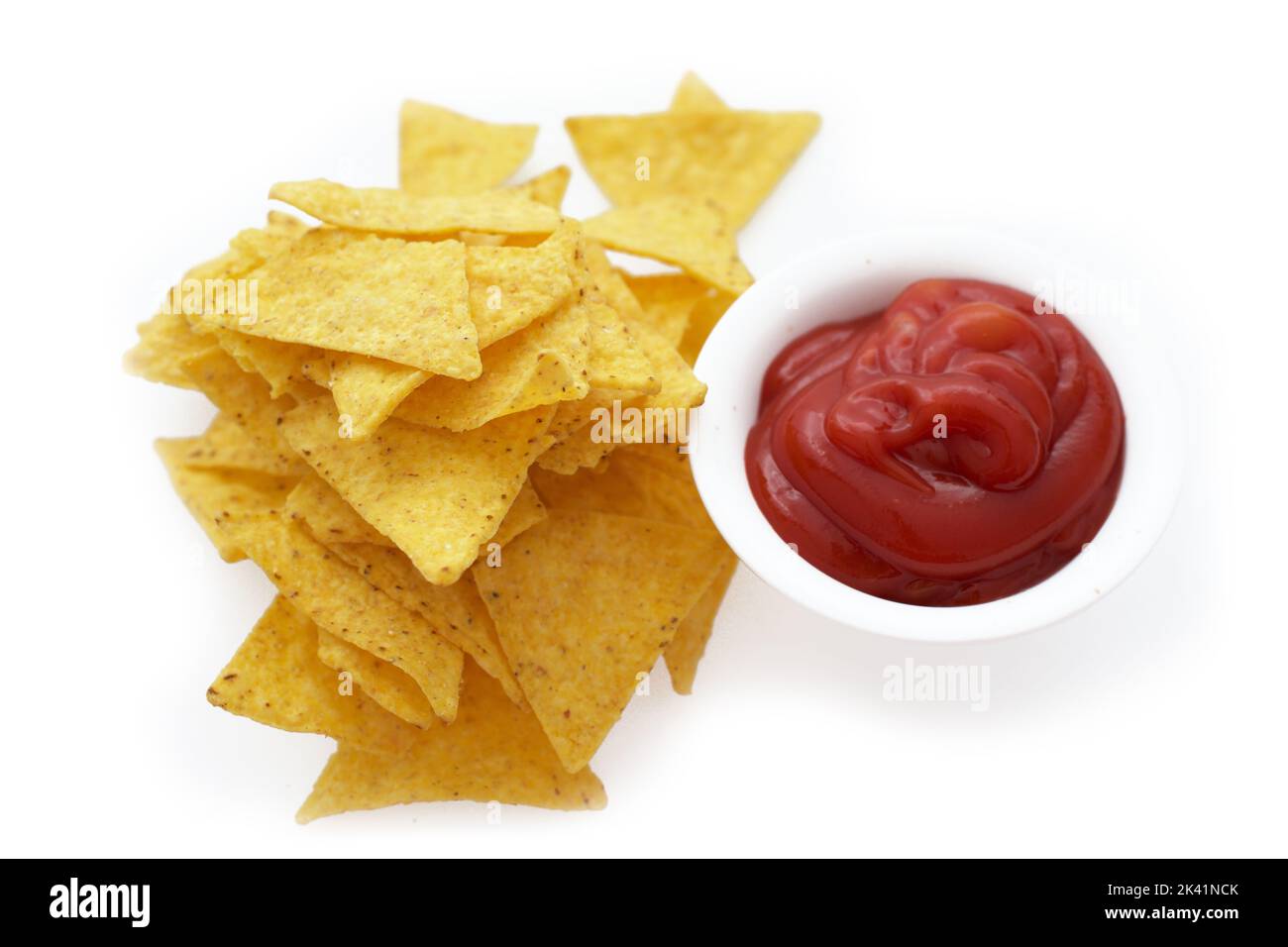 Tortilla chips with ketchup Stock Photo Alamy