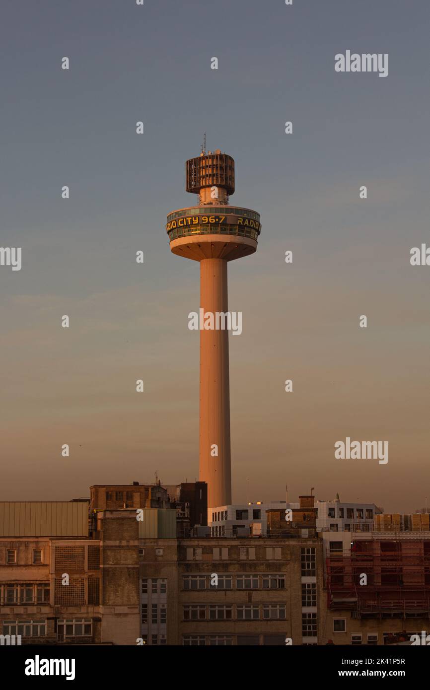 Liverpool Radio City Tower, Sunset, golden hour landmark Stock Photo