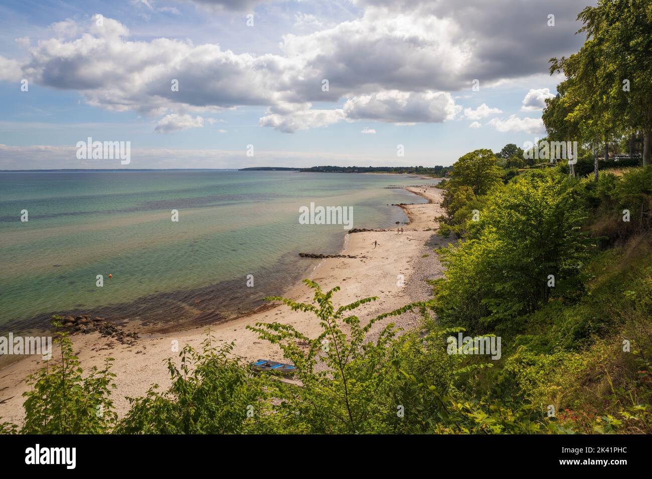 View along empty beach at Munkerup looking towards Dronningmolle, Munkerup, Zealand, Denmark, Europe Stock Photo