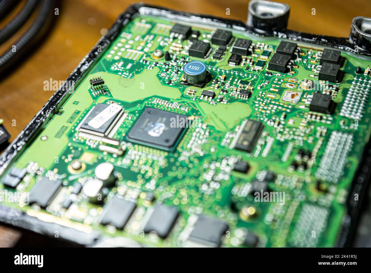 Car Ecu Detail with visible components Stock Photo Alamy