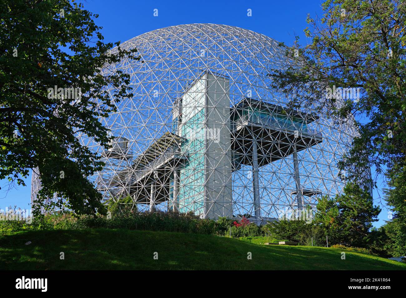 MONTREAL, CANADA -14 SEP 2022- View of the Montreal Biosphere, an environment museum in a former Expo 67 pavilion located in Parc Jean Drapeau on St H Stock Photo