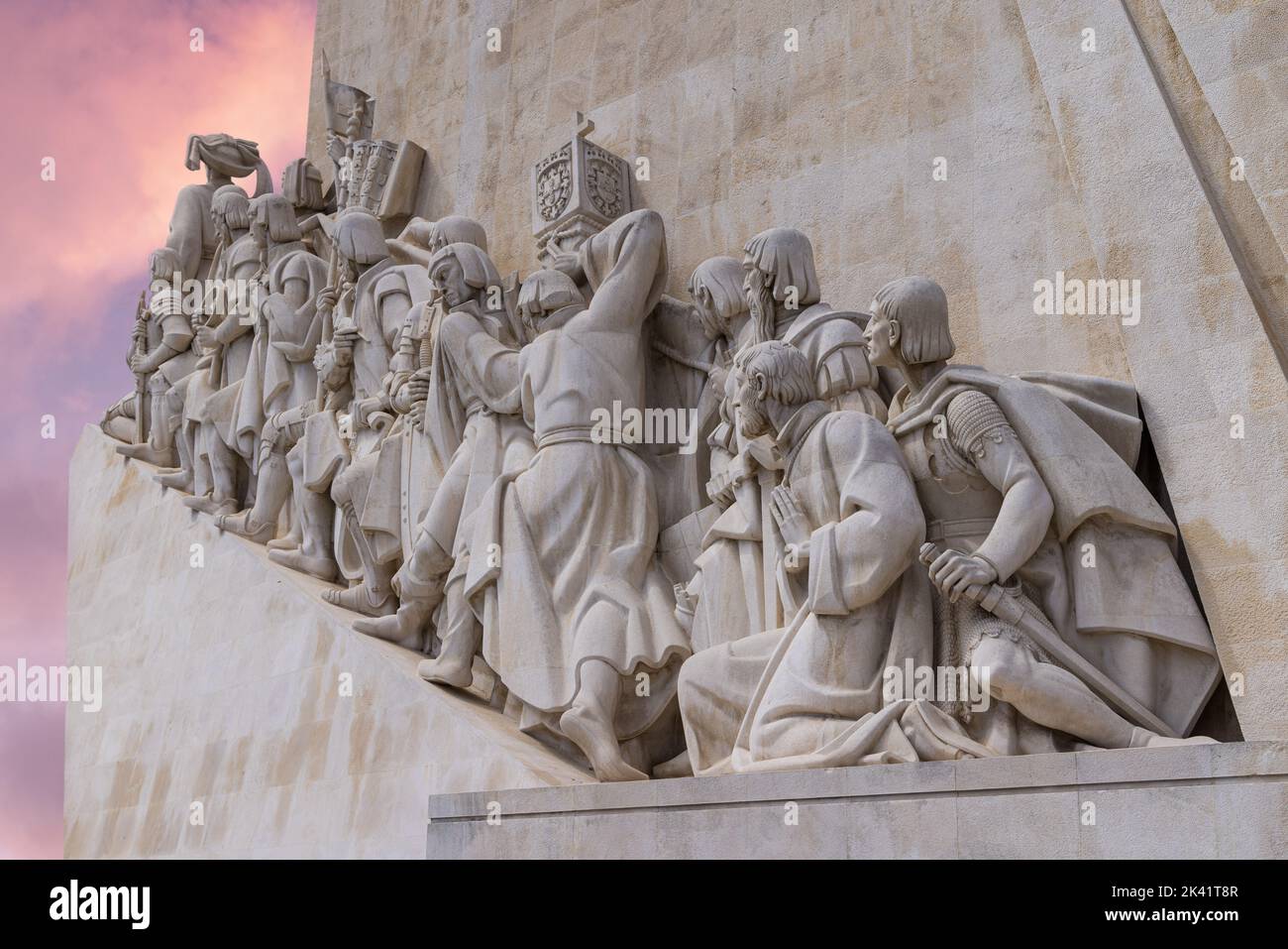Padrão dos Descobrimentos, Monument to the Discoveries in Belém, Lisbon, Portugal. The landmark in Belém is located along the Tagus river. Stock Photo