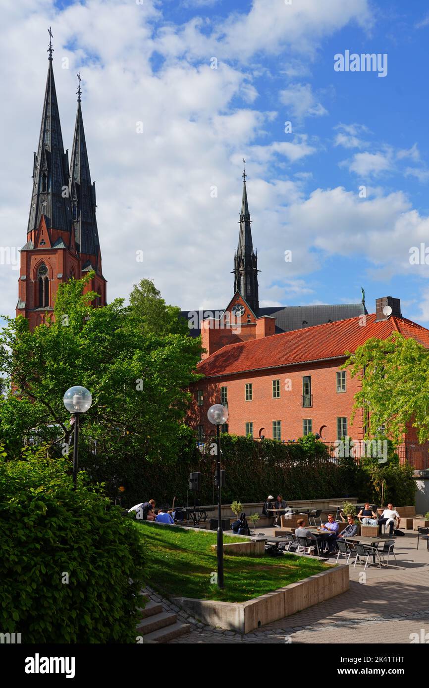 UPPSALA, SWEDEN -1 JUN 2022- View of the Uppsala Cathedral, a Gothic Lutheran church belonging to the Church of Sweden, located in Uppsala, Sweden. Stock Photo