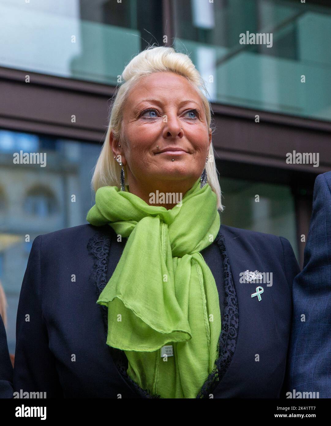 London, England, UK. 29th Sep, 2022. Harry Dunn's mother CHARLOTTE CHARLES is een outside Westminster Magistrates' Court. Harry Dunn was killed in a car accident by an American diplomat's wife Anne Sacoolas outside the US military base RAF Croughton in Northamptonshire on 27 August 2019. Sacoolas participated in first trial session from US by video link. (Credit Image: © Tayfun Salci/ZUMA Press Wire) Stock Photo
