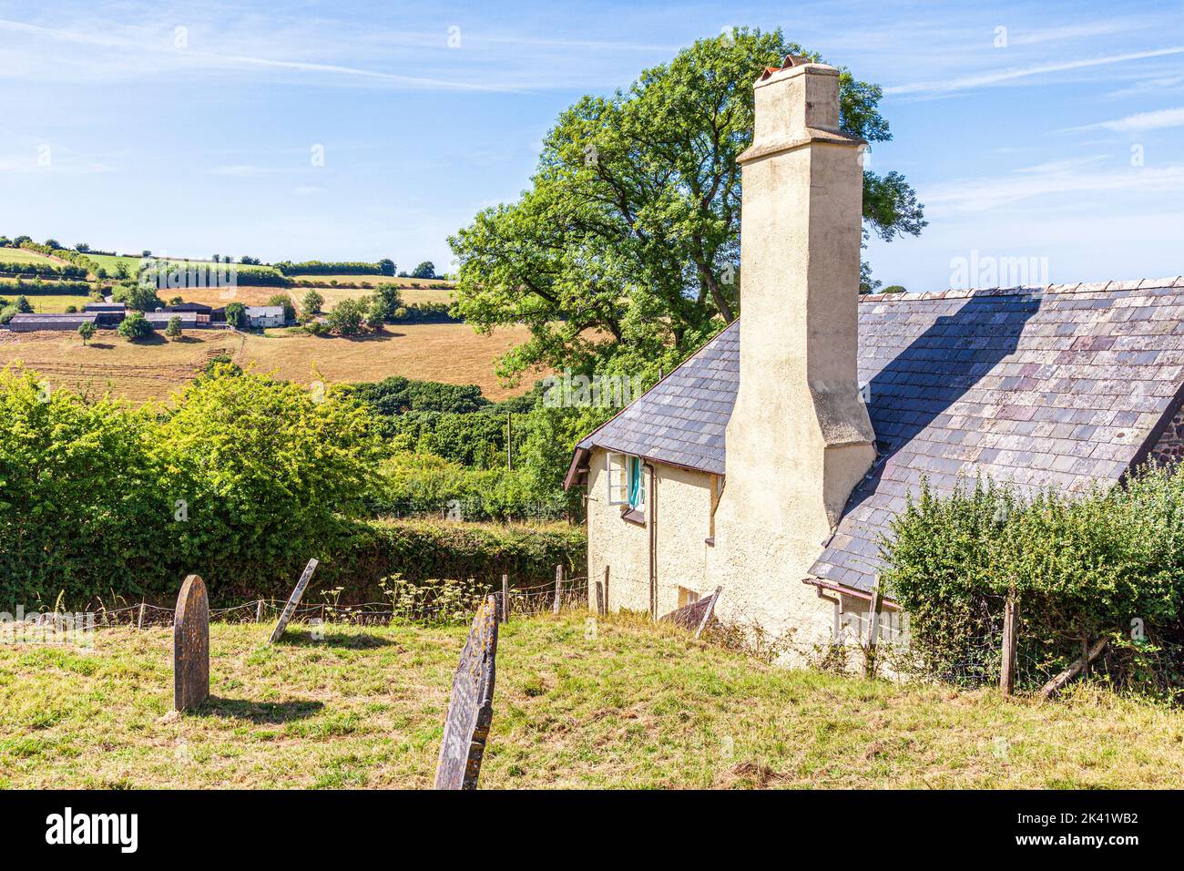 Church Farm, a remote farmhouse over 1000 ft above sea level at Stoke Pero in Exmoor National Park, Somerset UK Stock Photo