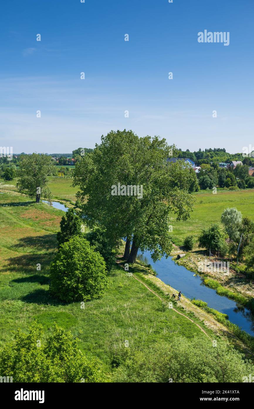 Łydynia River Valley (left bank tributary of the Wkra River) landscape in Ciechanów, Poland Stock Photo