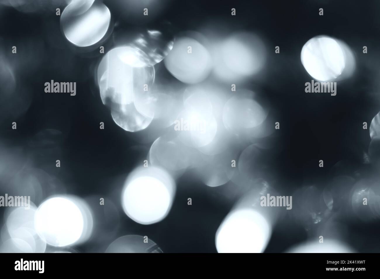 Blurred lights, gray, deep blue background. Abstract bokeh with soft light Stock Photo