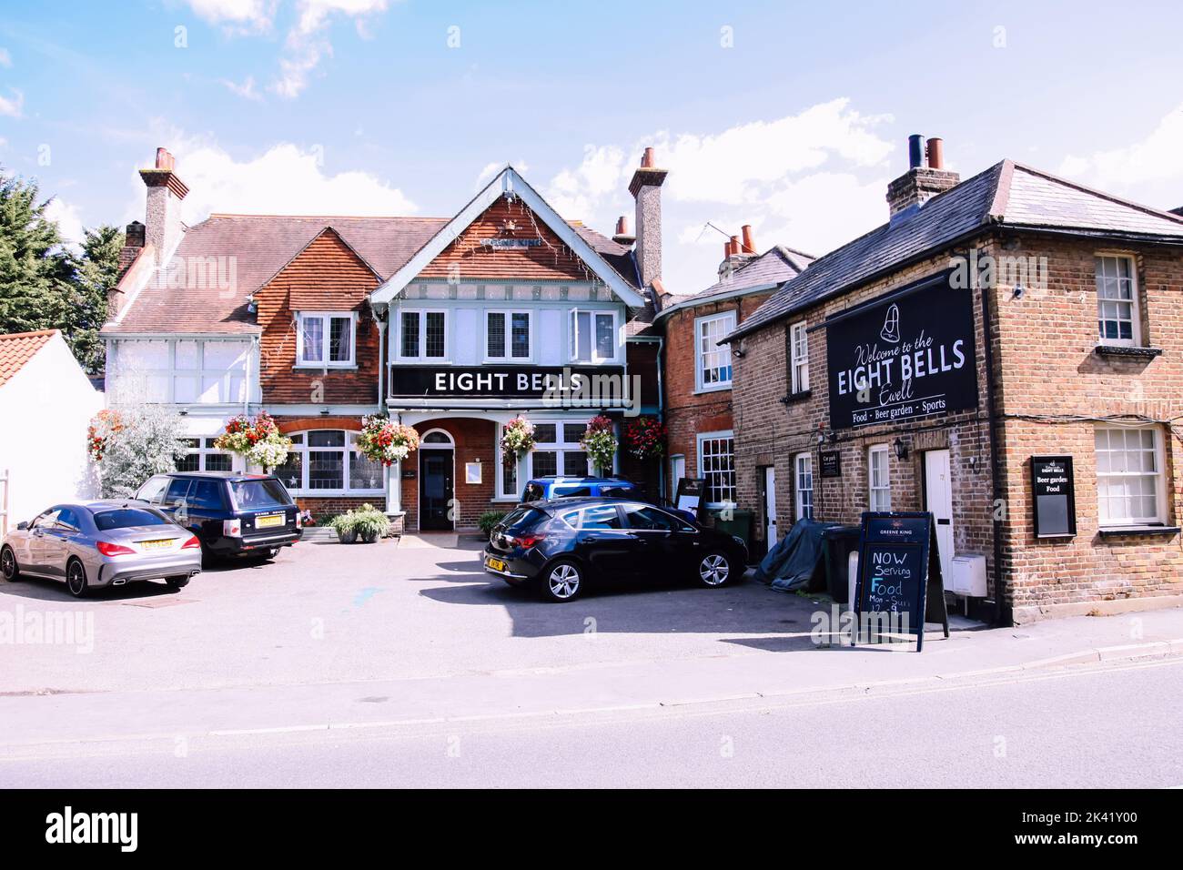 The Eight Bells public house or pub, in Ewell, Epsom, Surrey, England, UK, September 2022, Daytime Stock Photo