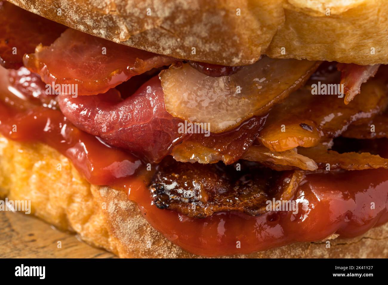 Homemade British Bacon Sandwich with Toast and Ketchup Stock Photo Alamy