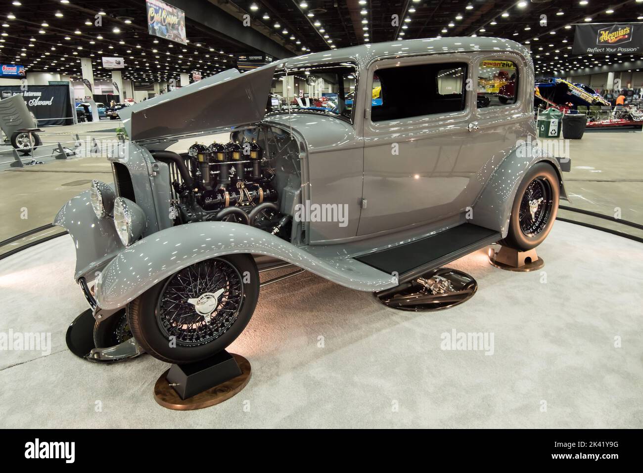 DETROIT, MI/USA - March 1, 2019: A 1932 Ford Victoria interpretation, 'Great 8' finalist and contender for the Ridler trophy, on display at the Detroi Stock Photo