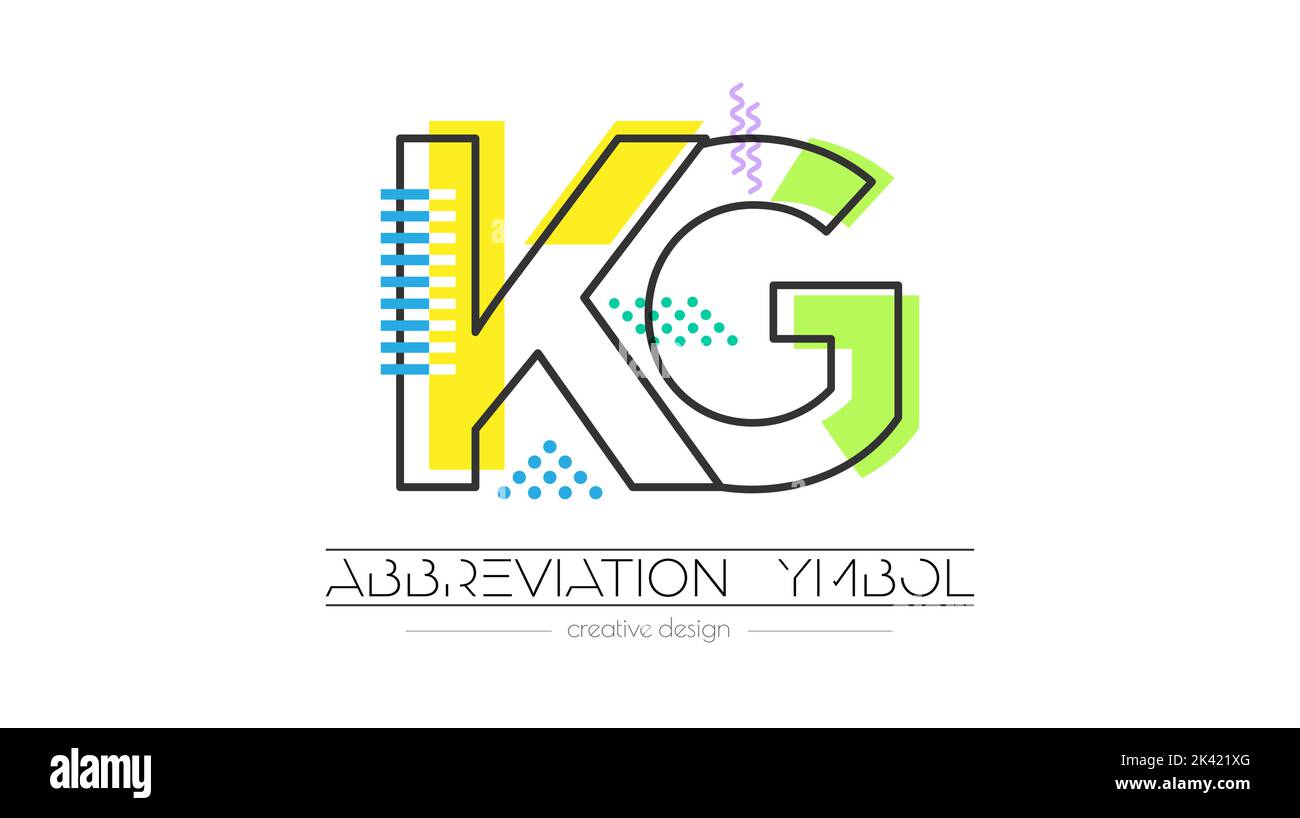 Letters K and G. Merging of two letters. Initials logo or abbreviation symbol. Vector illustration for creative design and creative ideas. Flat style. Stock Vector