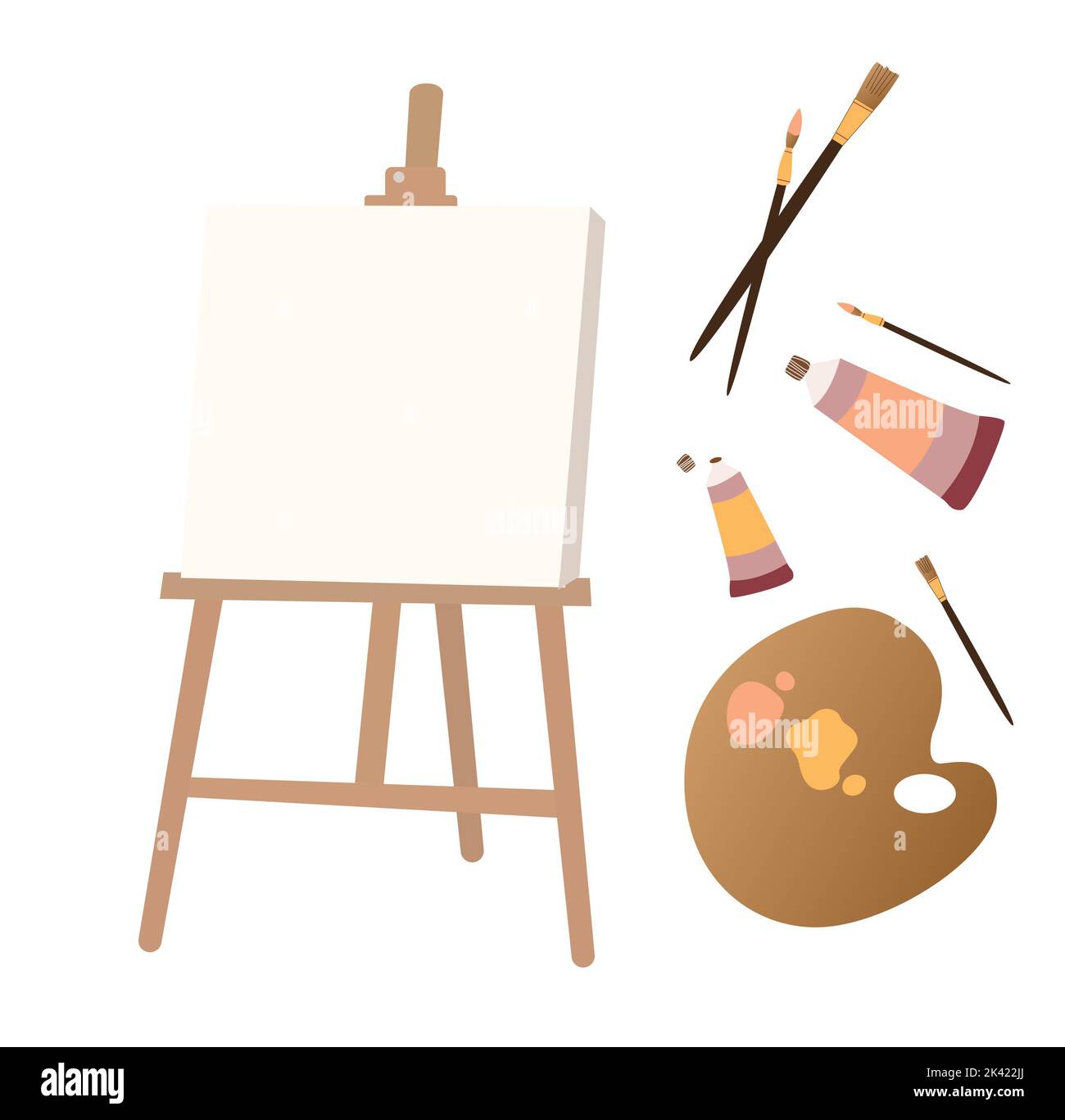 Painting tools elements cartoon colorful vector set. Art supplies