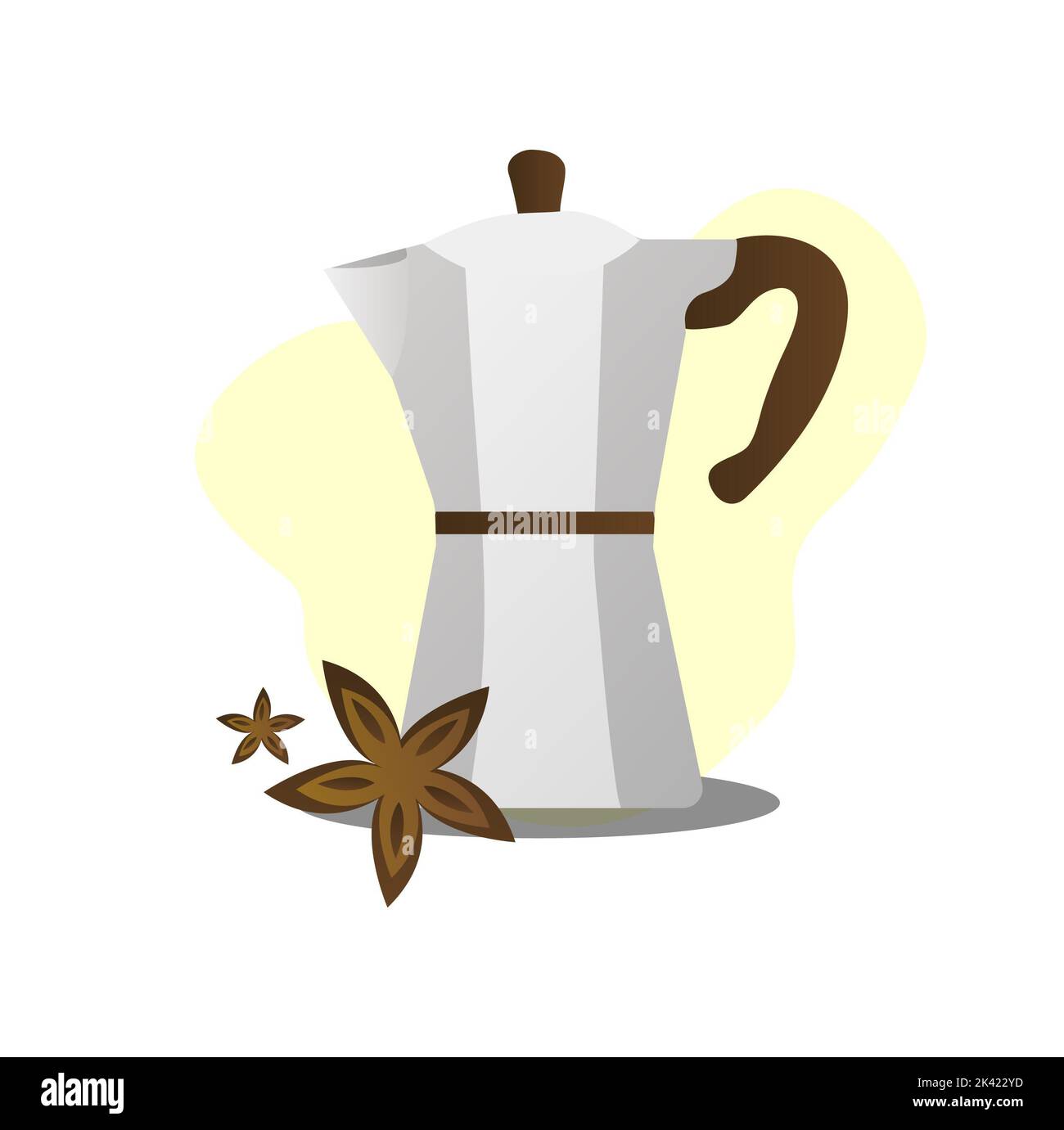 coffee teapot and clove stars. Coffee and coffee making set, retro