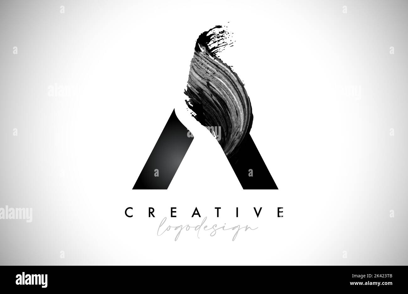 Letter A Logo Brush Stroke with Artistic Watercolor Paint Brush Icon ...