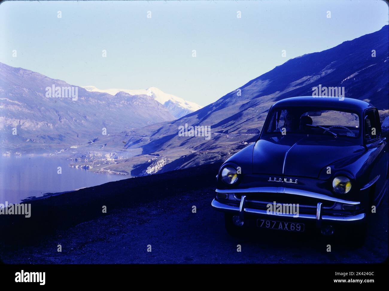 Simca Aronde, Mont-Cenis pass, Italy Stock Photo