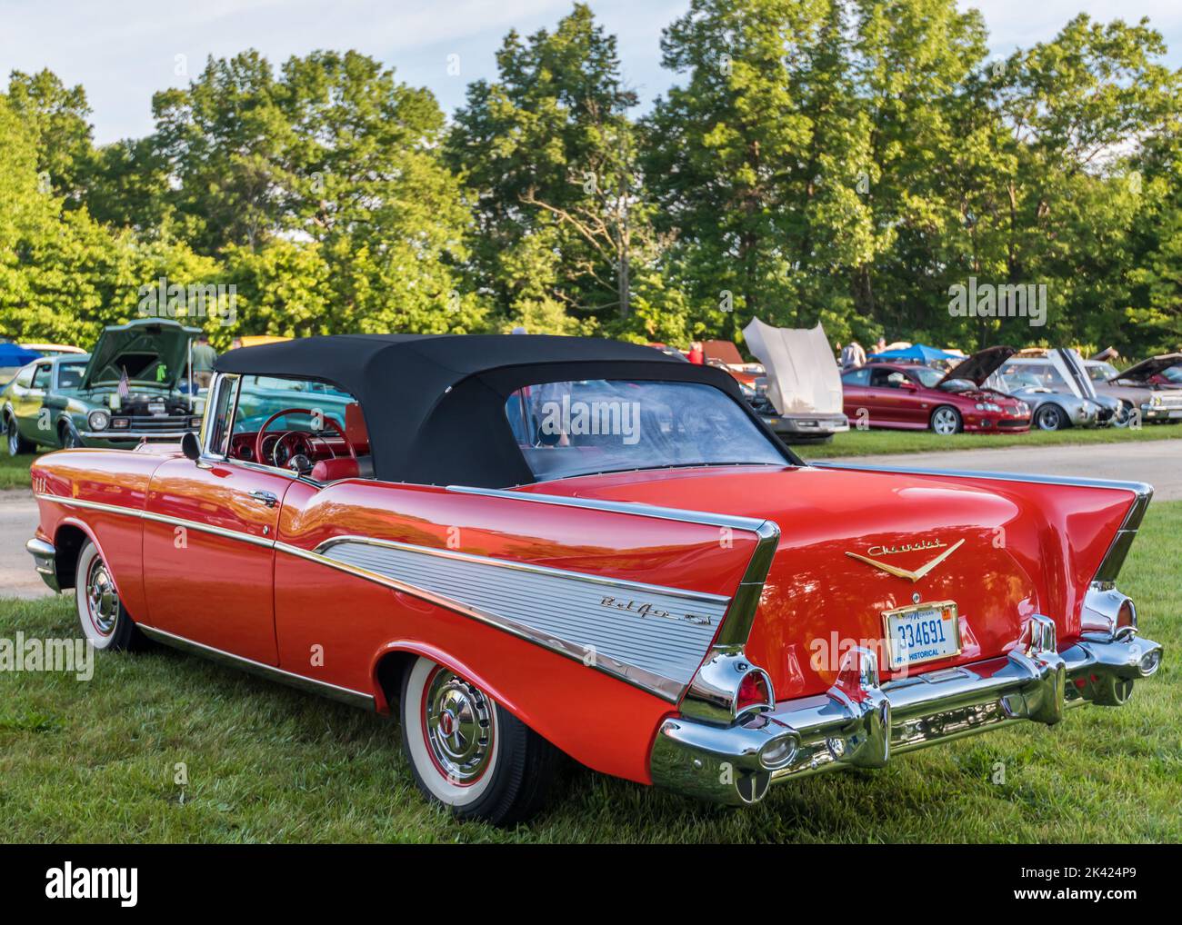 FLINT, MI/USA JUNE 22, 2019 A 1957 Chevrolet Bel Air car, Sloan