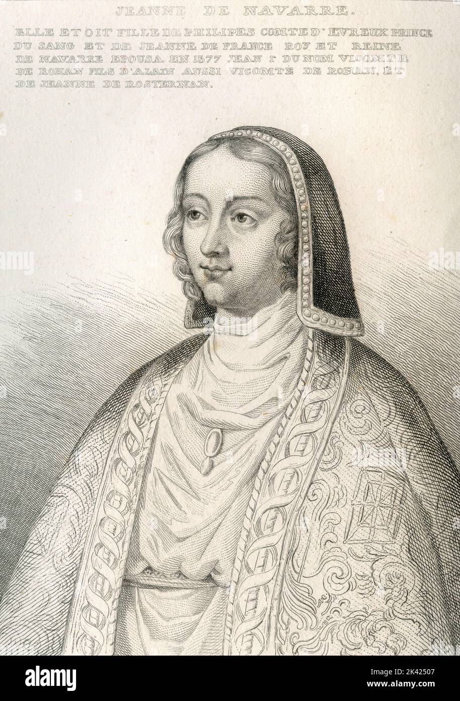 Portrait of Jeanne de Navarre la Jeune, Vicomtesse de Rohan, 1800 ca. Stock Photo