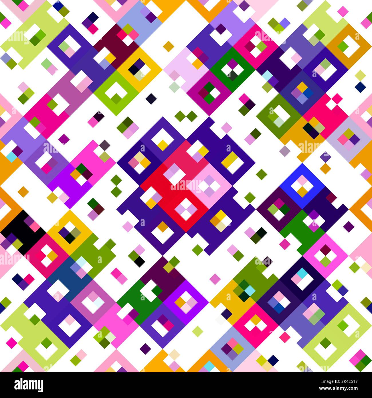 Kaleidoscopic geo pixel pattern. Playful fun pink wallpaper. Colorful ...