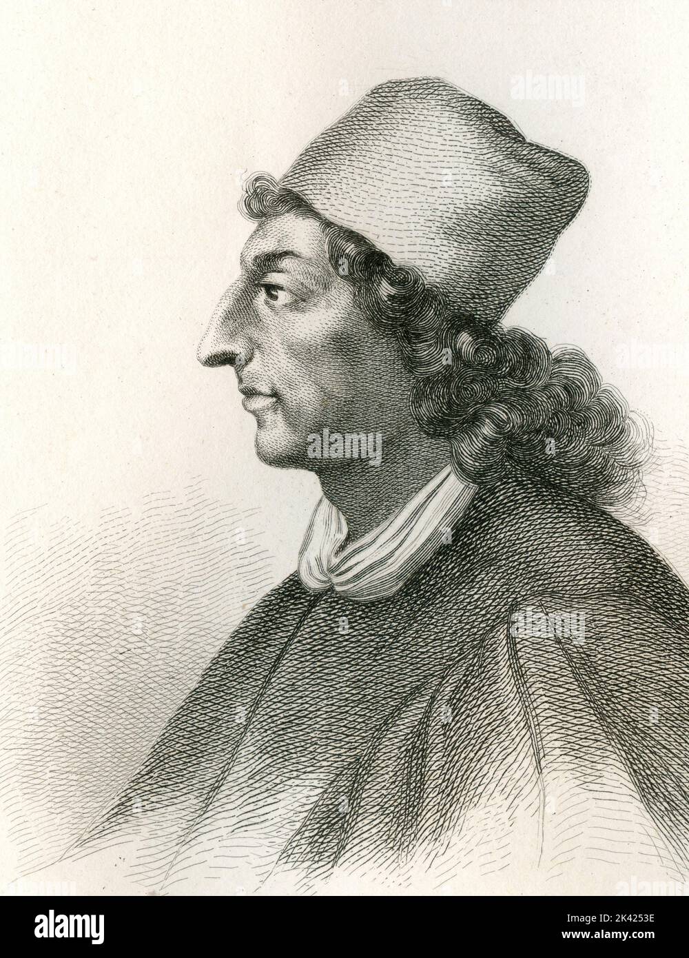 Portrait of Italian historian Marcus Antonius Sabellicus, 1800 ca. Stock Photo