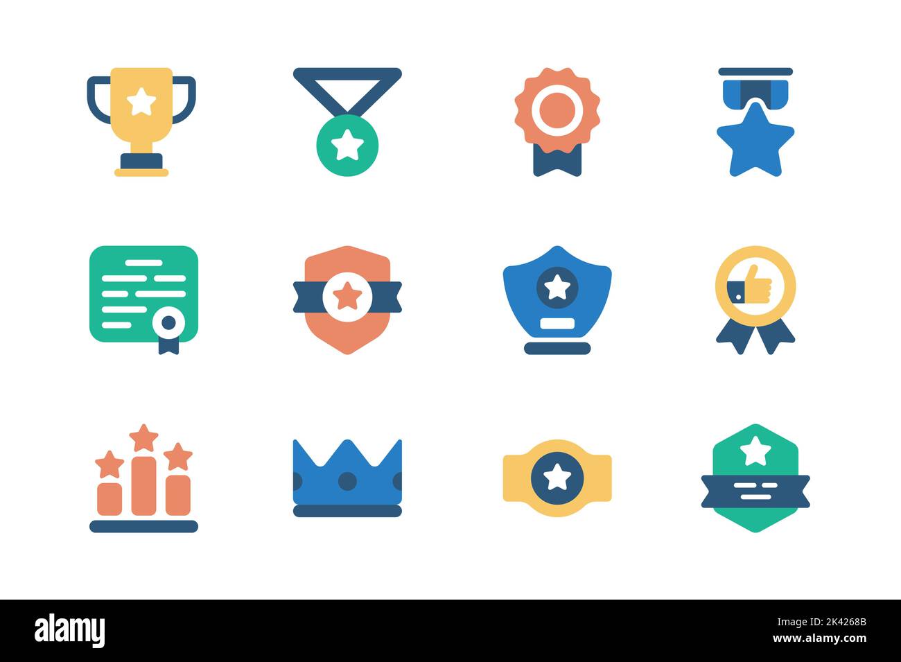 Award concept of web icons set in simple flat design. Pack of winning