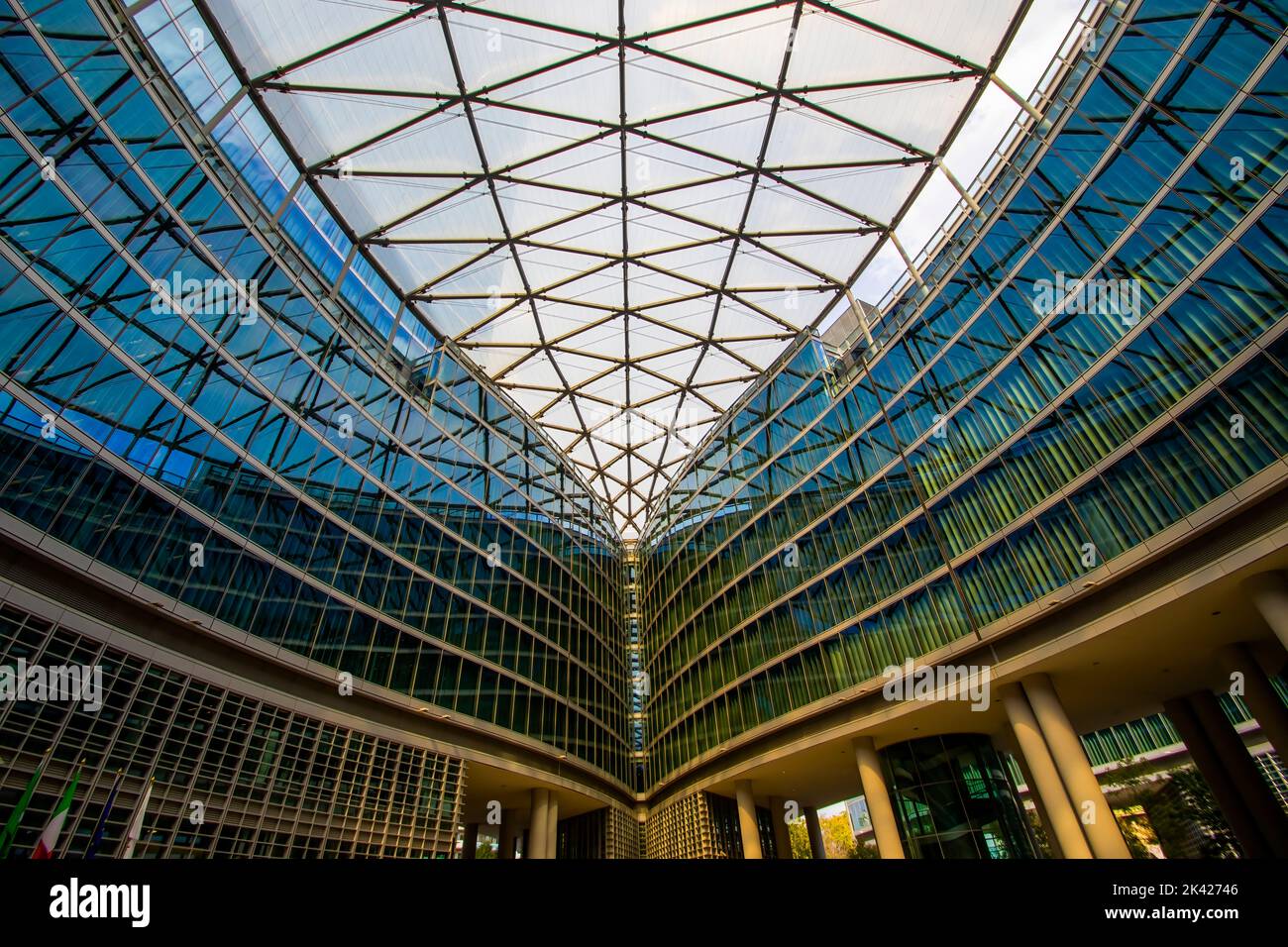 The magnificent roof of Palazzo Lombardia in Milan, Italy Stock Photo