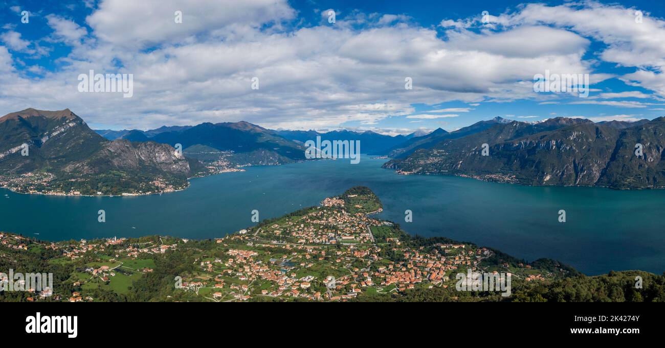 Aerial panorama of Bellagio and Lake Como Stock Photo