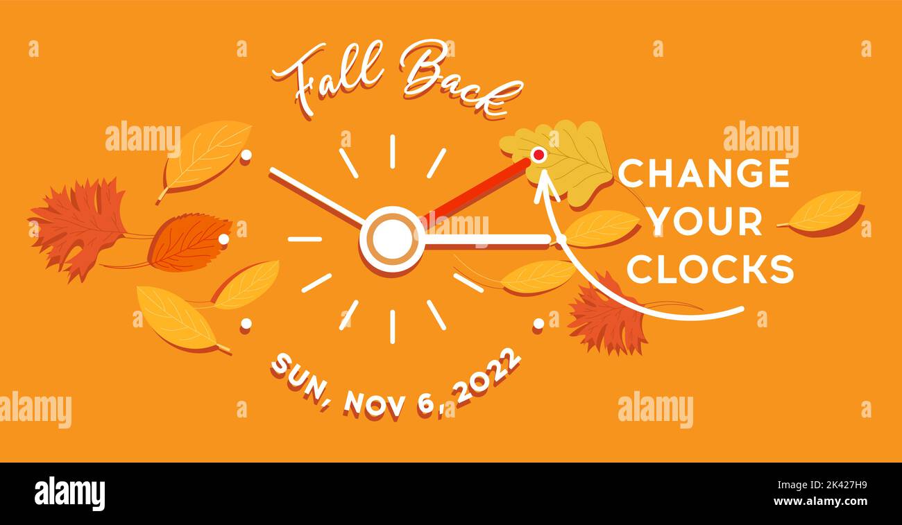 Daylight Saving Time Ends 2022 Fall Back Banner Alarm Clock And 