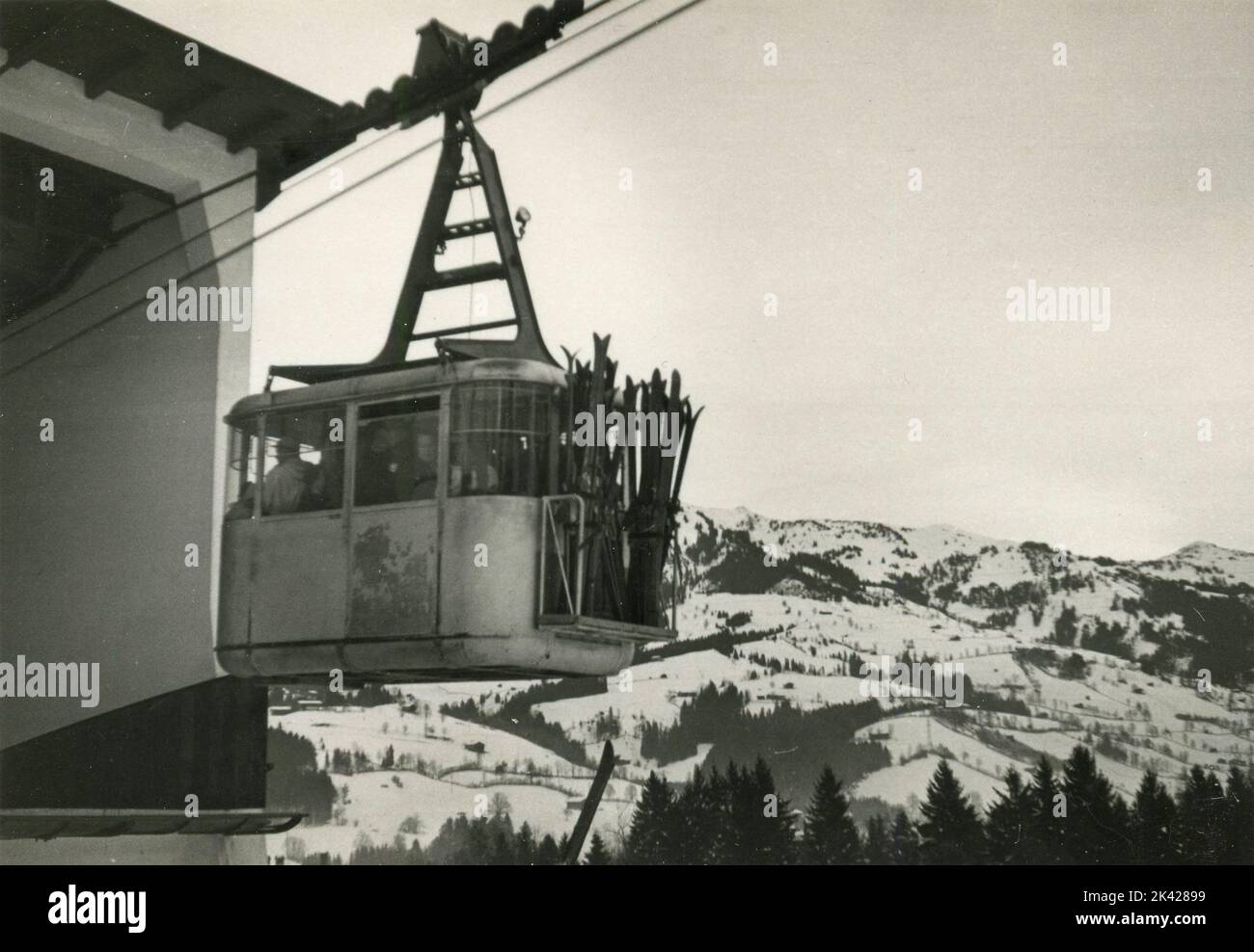 A cable car on its way, Italy 1950s Stock Photo Alamy