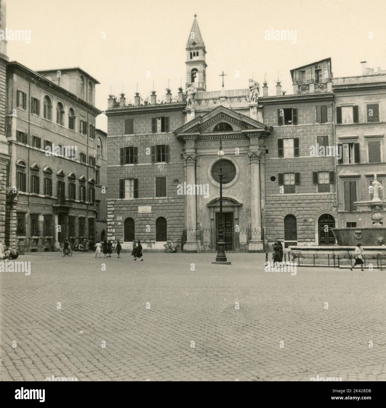 View of Santa Brigida Church, Piazza Farnese, Rome, Italy 1940s Stock