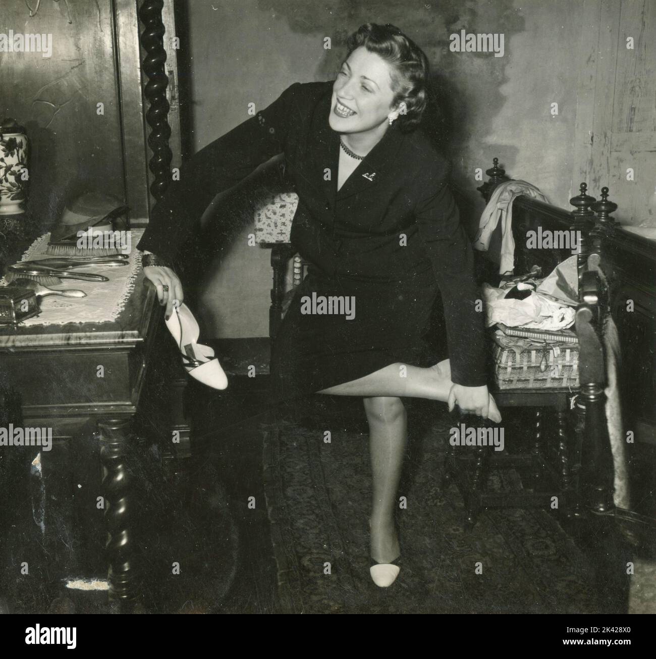 Italian singer Carla Boni at home, Italy 1950s Stock Photo Alamy