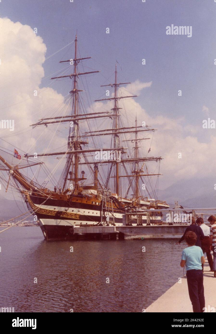 Italian training ship Amerigo Vespucci at the anchor, Italy 1970s Stock