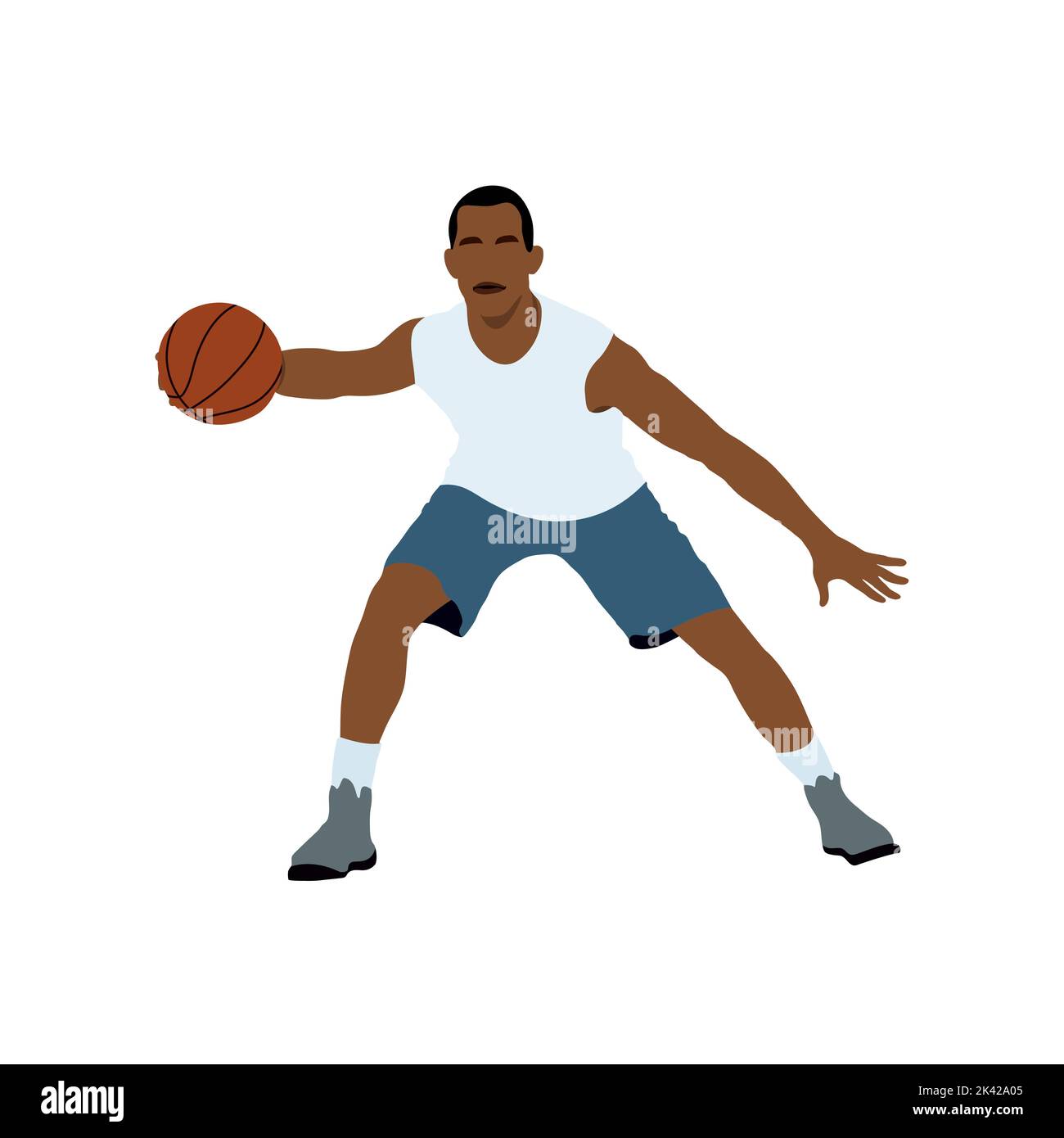 basketball player with a ball. Color vector illustration of an abstract basketball player with a ball. Flat style Stock Vector