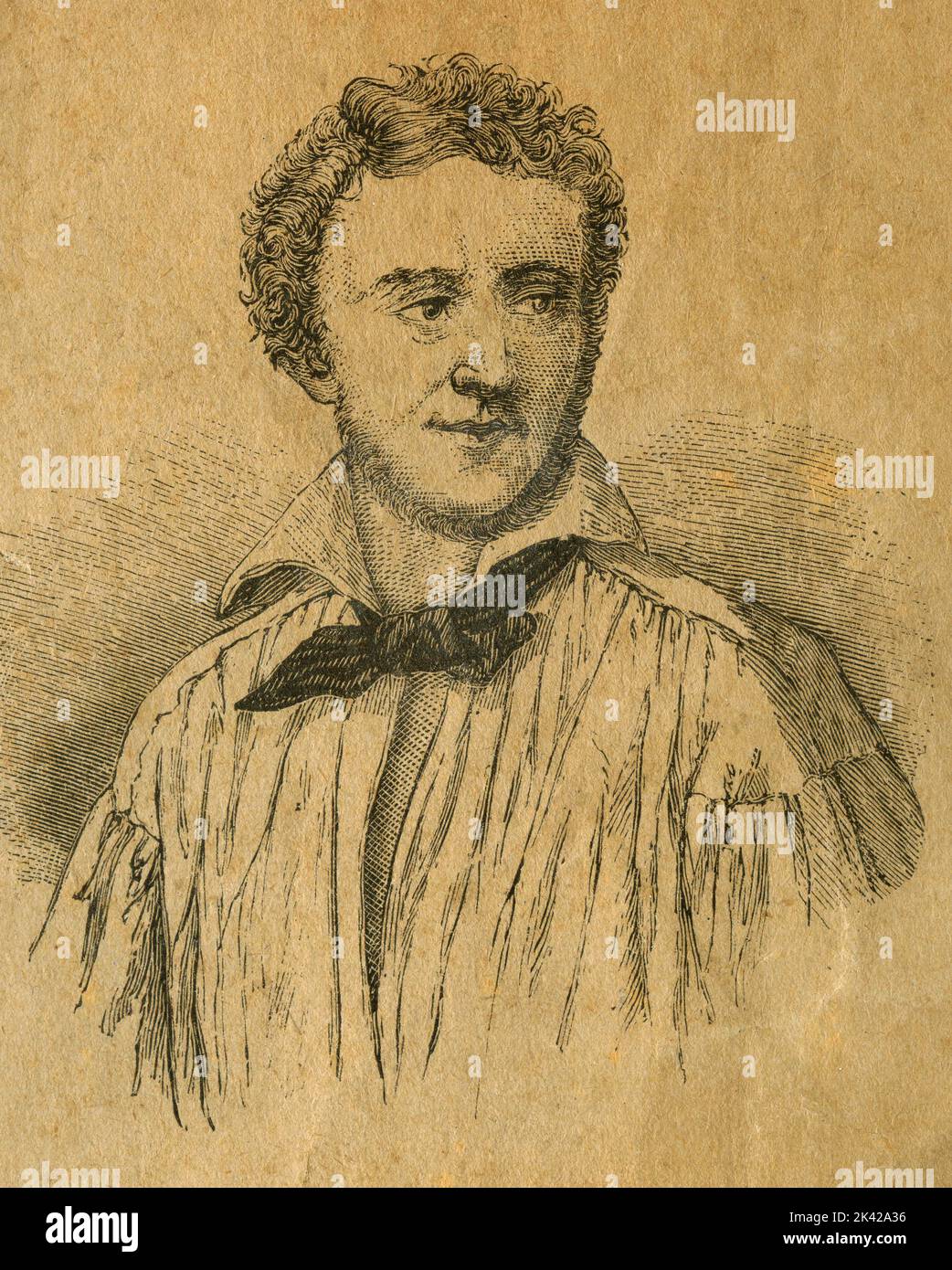 Portrait of Italian patriot Ciro Menotti, illustration 1830s Stock Photo