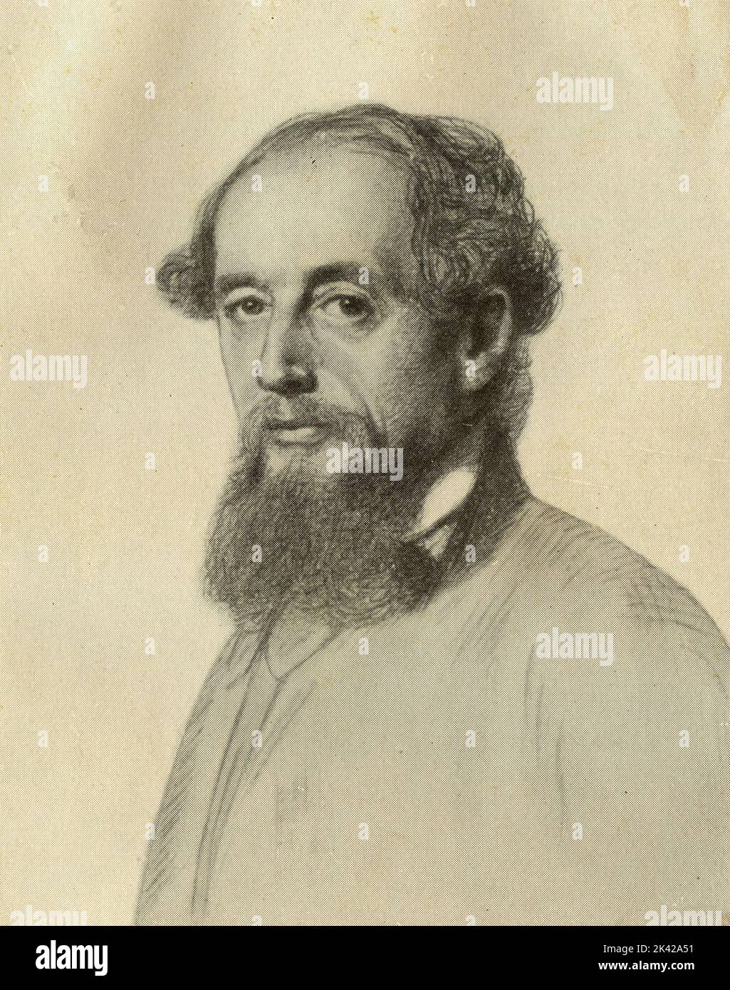 Portrait of English writer Charles Dickens, illustration, 1860s Stock Photo