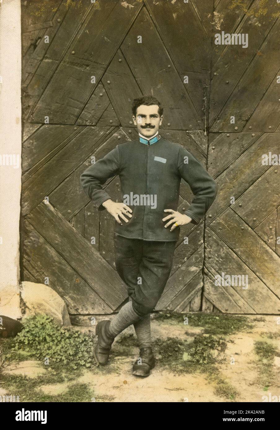 Full-lenght color portrait of Italian Military Officer, Praha 1917 Stock Photo