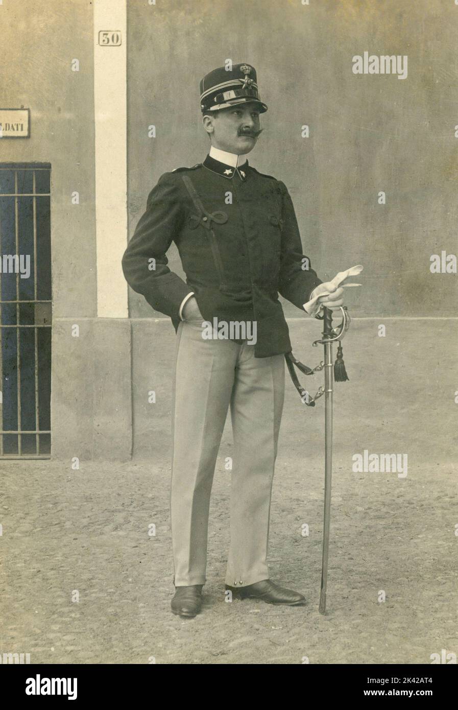 Full-lenght portrait of Italian Military Officer, Italy 1910s Stock Photo