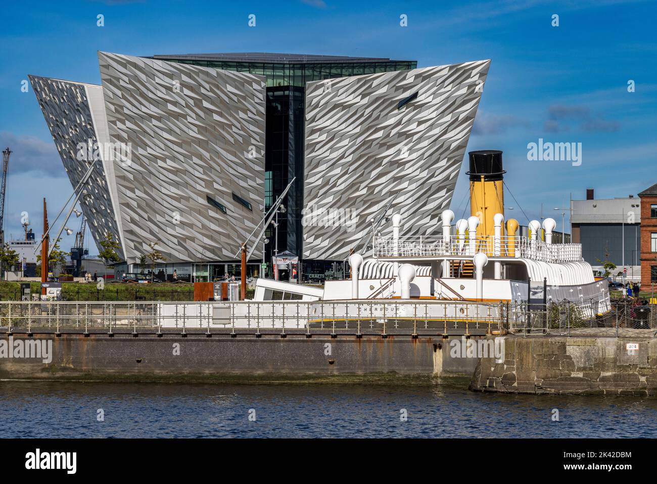 Titanic Belfast & SS Nomadic. Titanic Quarter, Belfast, Northern Ireland, UK Stock Photo