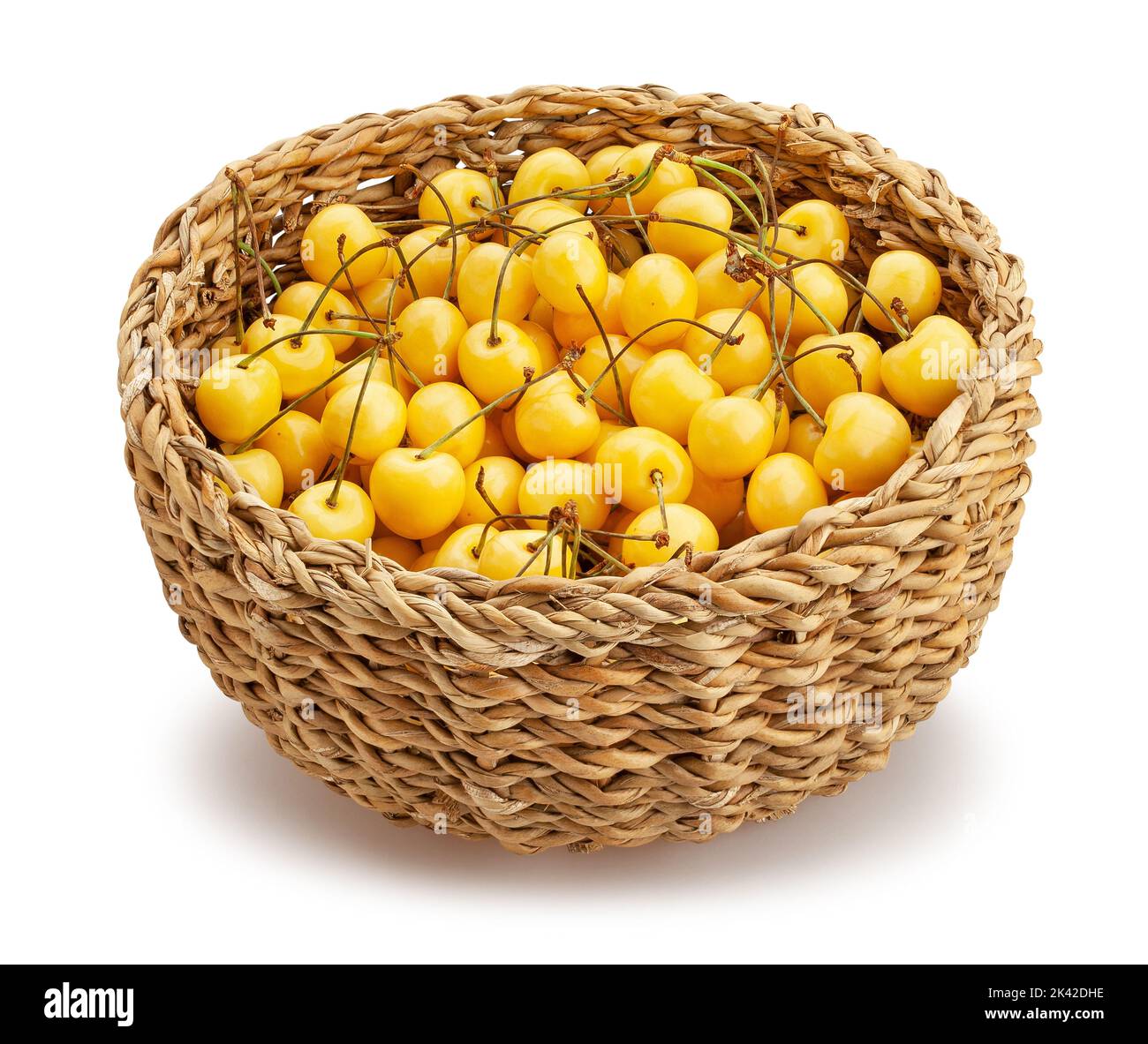 yellow cherry path isolated on white Stock Photo