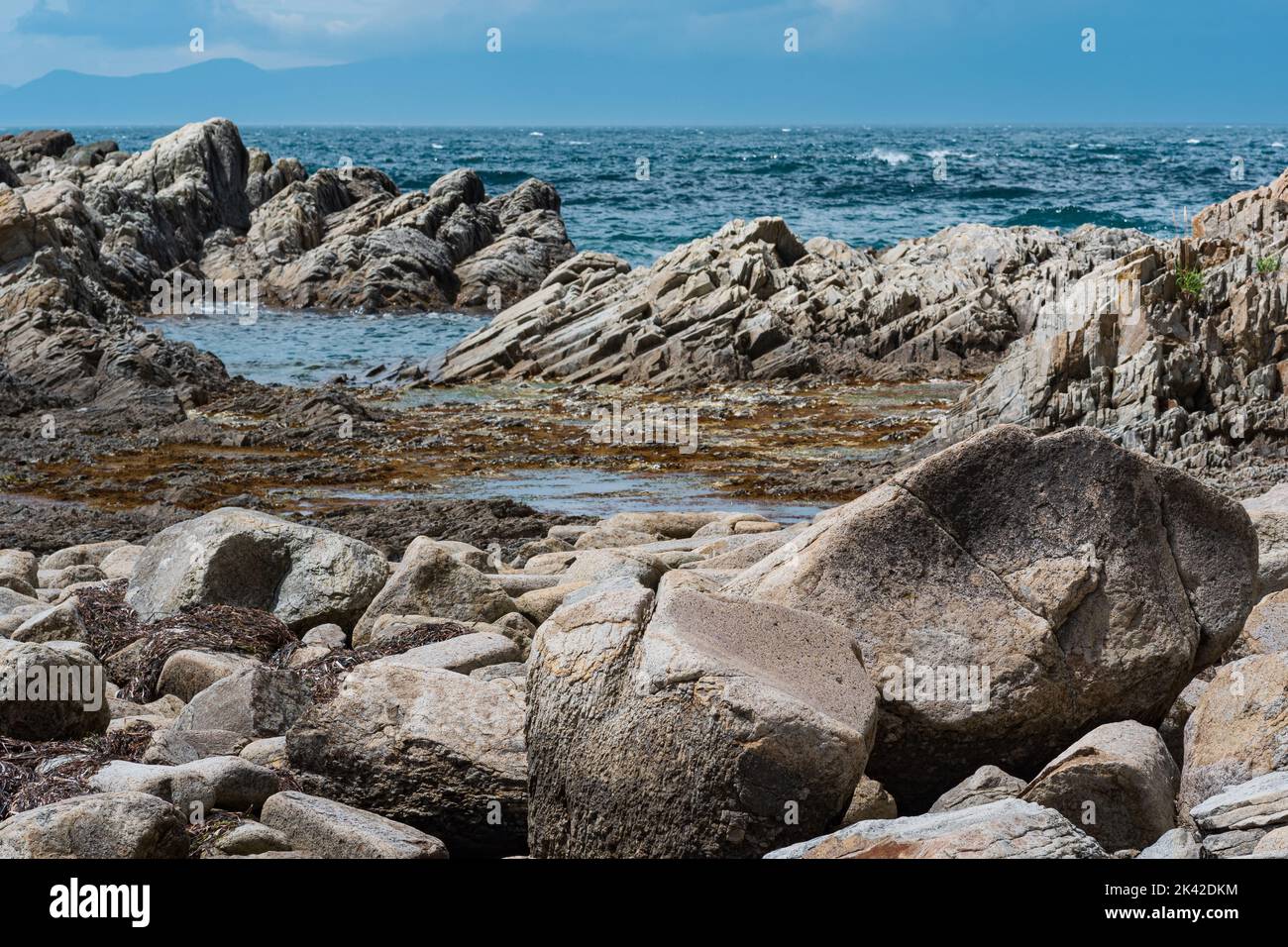 coastal landscape, basalt rocks on the sea coast Stock Photo