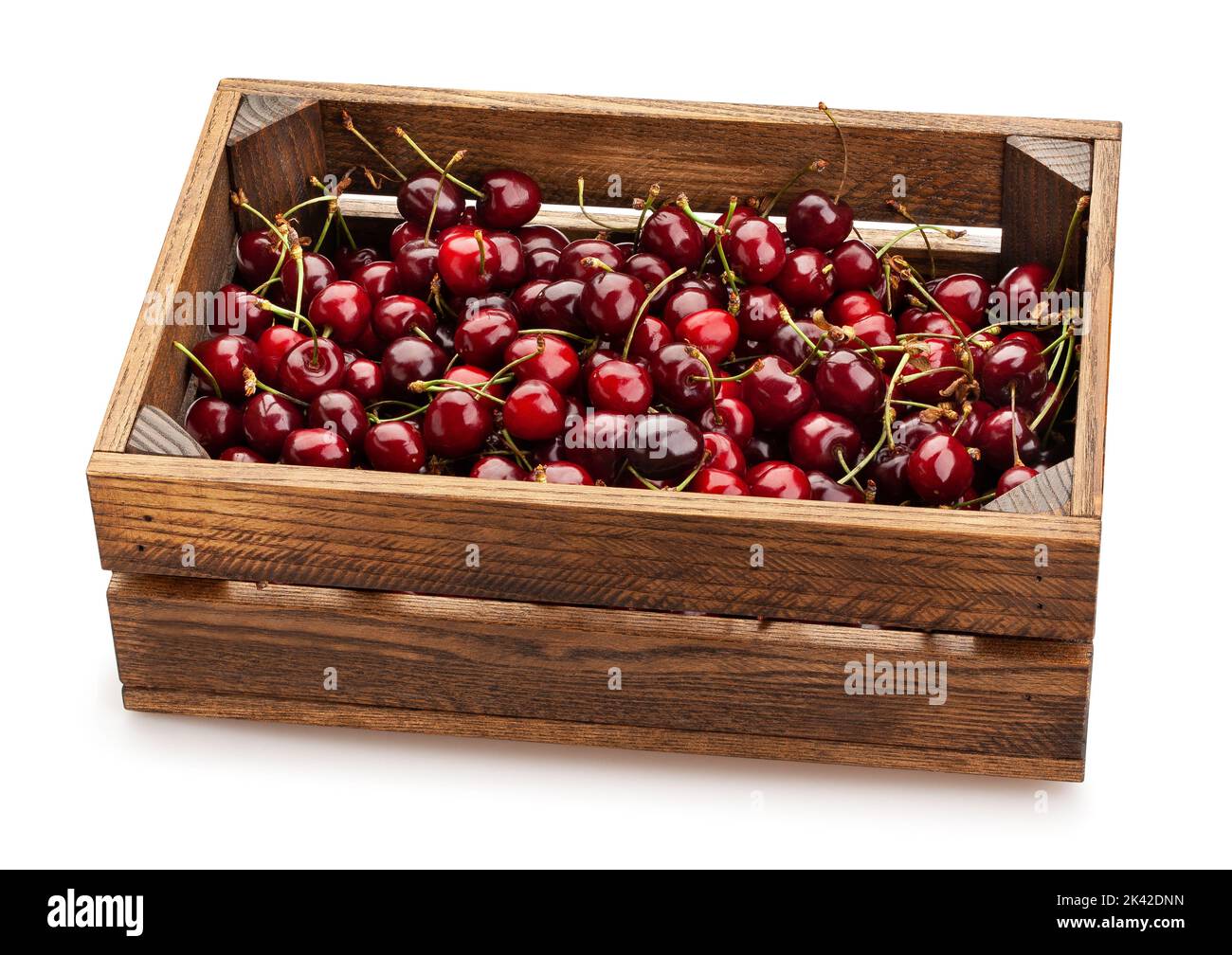 red cherries path isolated on white Stock Photo