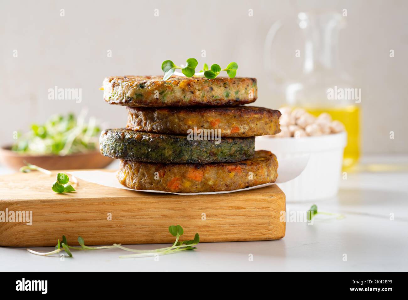 Healthy vegan food fritters with vegetables and grains gluten free Stock Photo