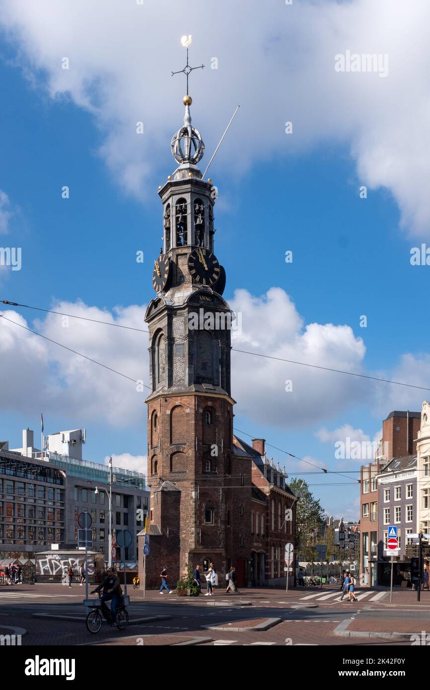 Mint Tower / Munttoren, Muntplein Square, Amsterdam, The Netherlands Stock Photo