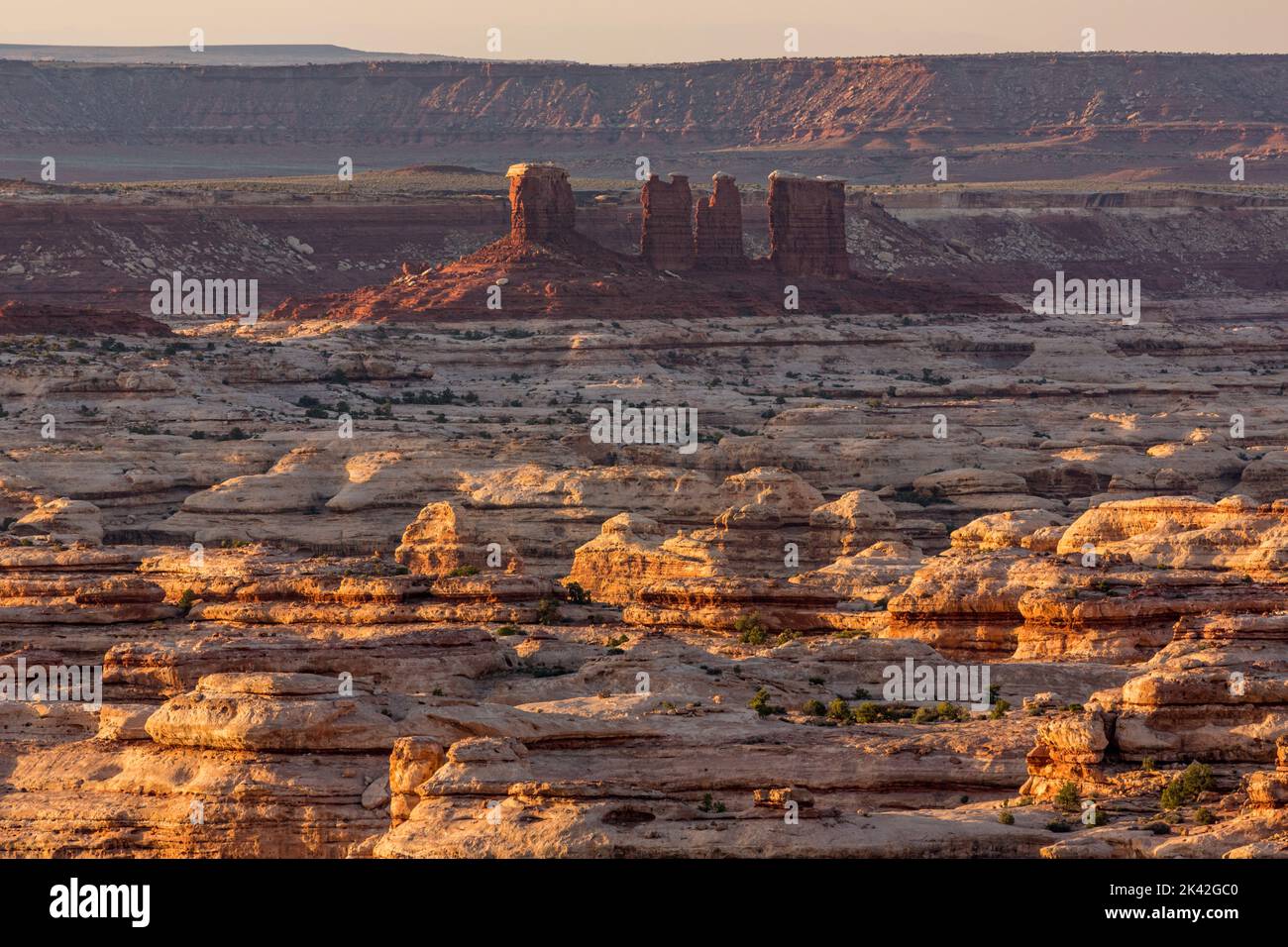 The Chocolate Drops & winding canyons in the Maze District of Canyonlands NP, Utah. Stock Photo