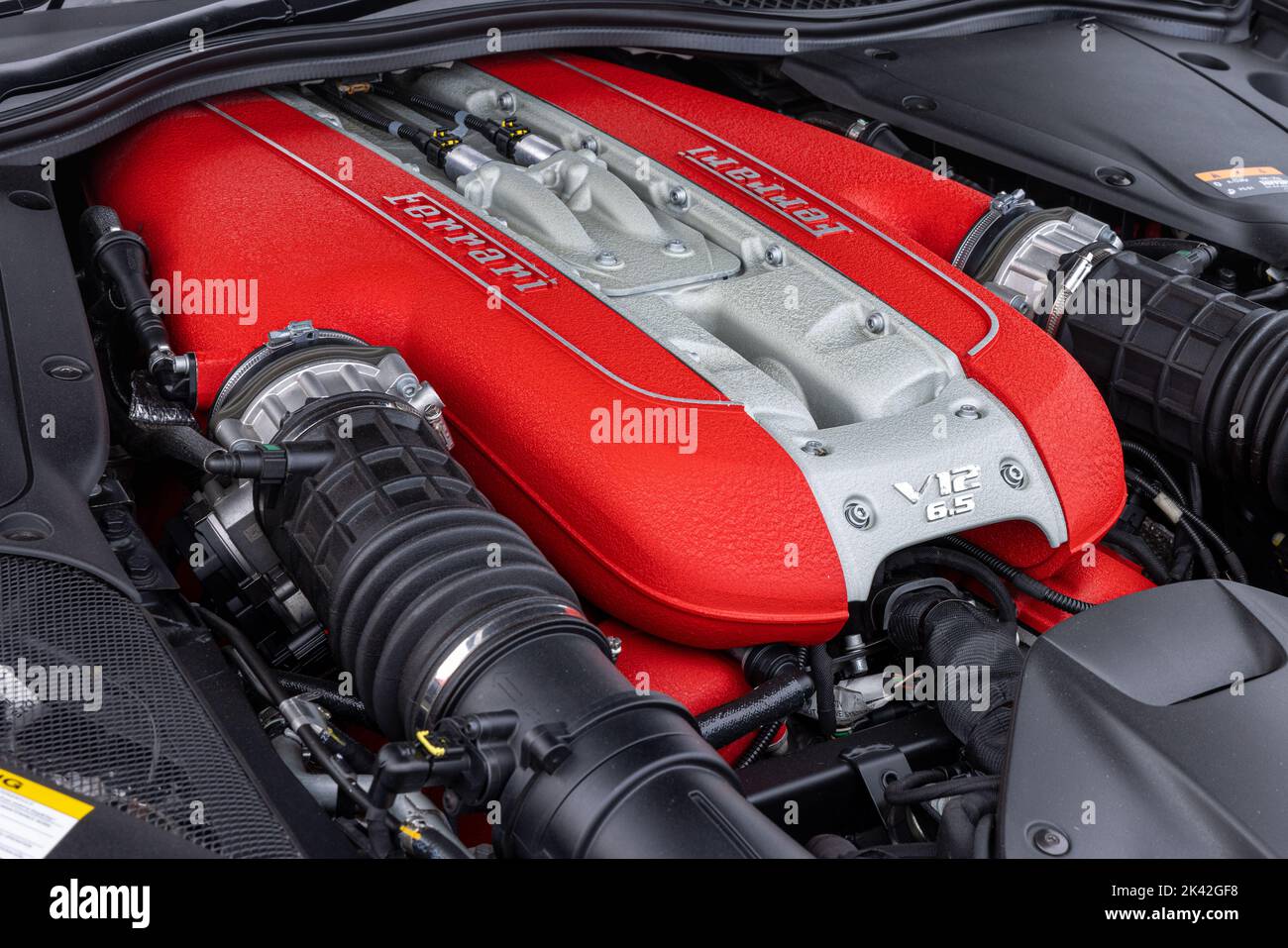 Ferrari 812 Superfast V-12 engine Stock Photo