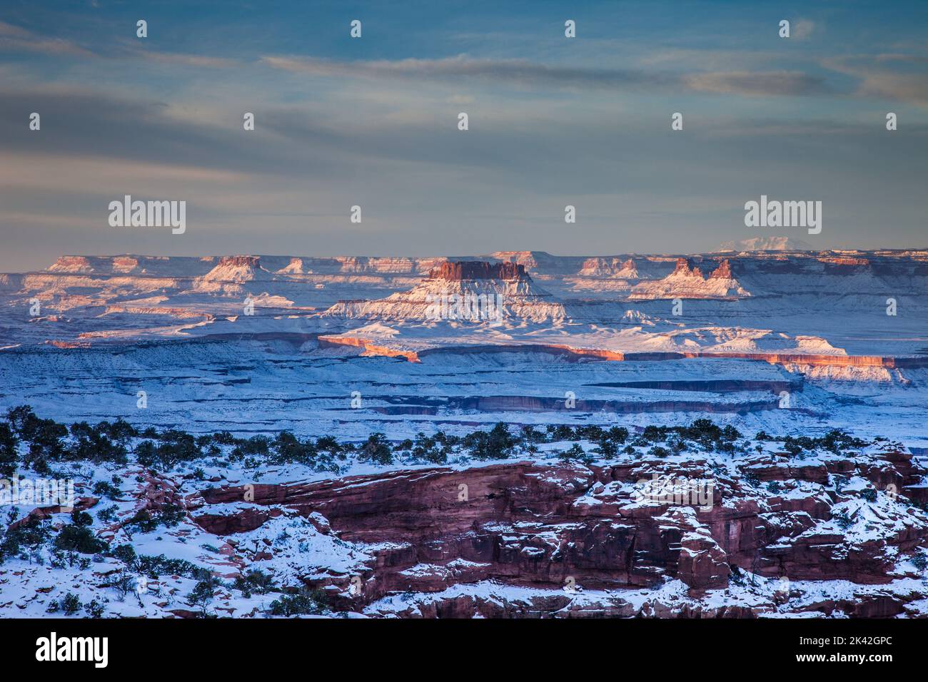 Winter View Of Ekker Butte Orange Cliffs And Henry Mountains From