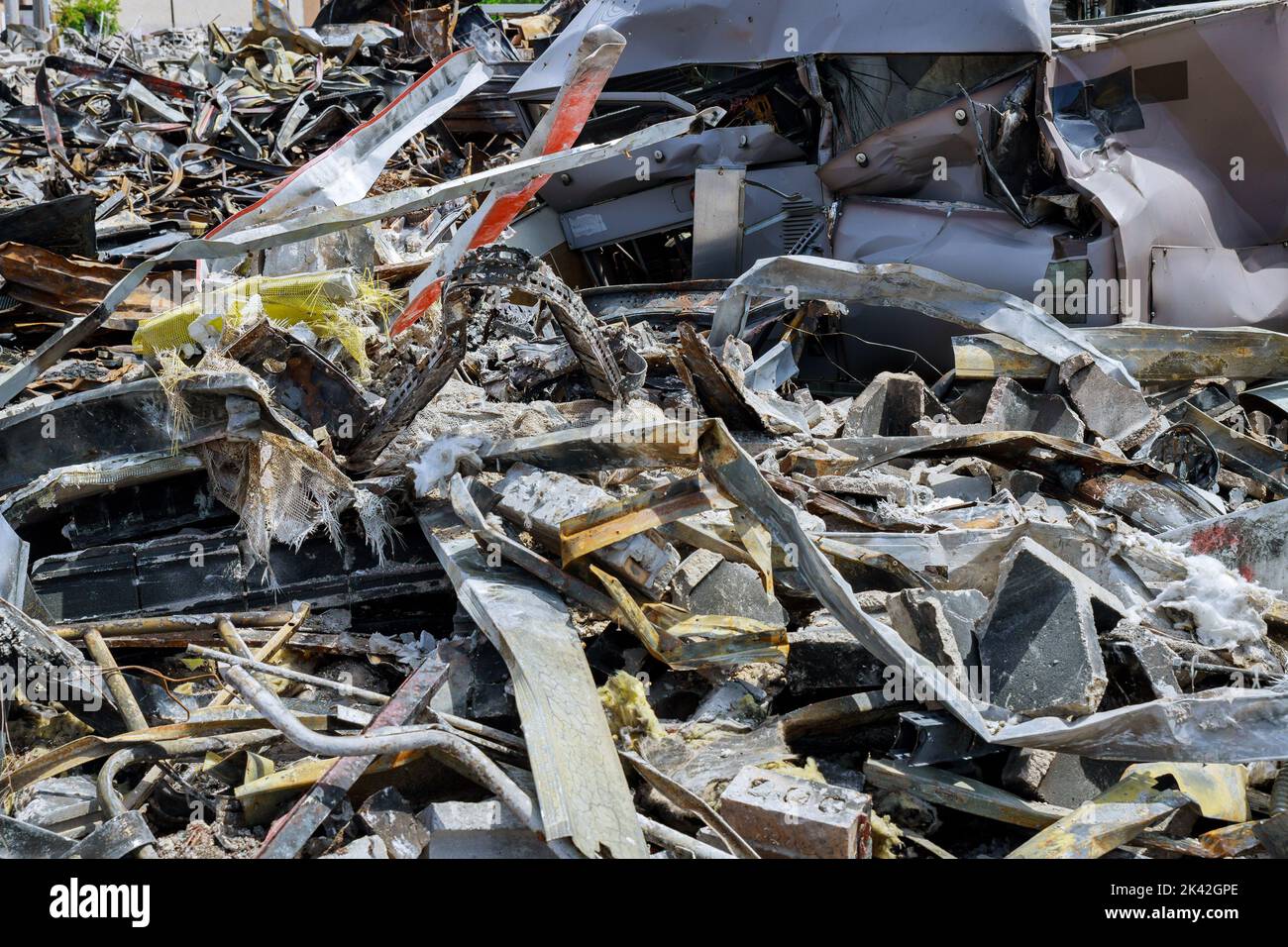 During the Ukraine war, many houses were destroyed and burned Stock