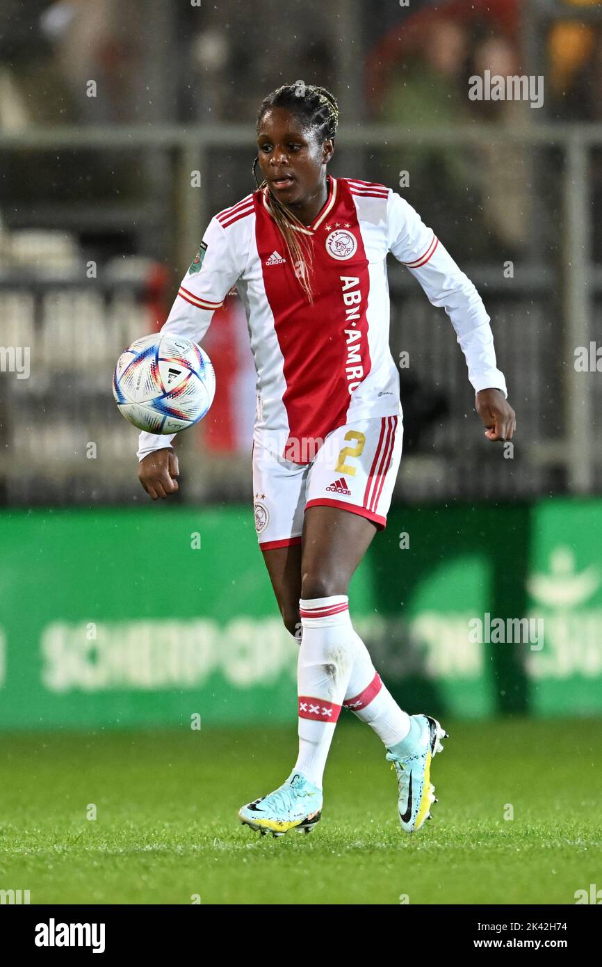 AMSTERDAM - Liza van der Most of Ajax women during the UEFA Champions League match for women between Ajax Amsterdam and Arsenal FC at De Toekomst sports complex on September 28, 2022 in Amsterdam, Netherlands. ANP GERRIT VAN COLOGNE Stock Photo