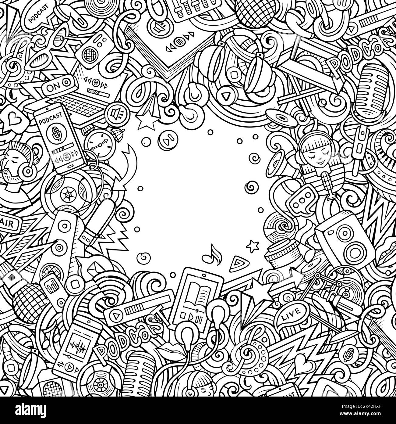 Cartoon vector doodles Storytelling frame Stock Vector